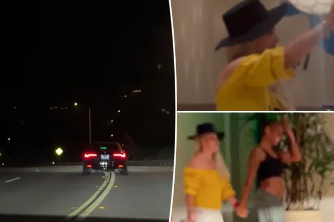 See Britney Spears dangerously swerve as she drives home after night out with a friend